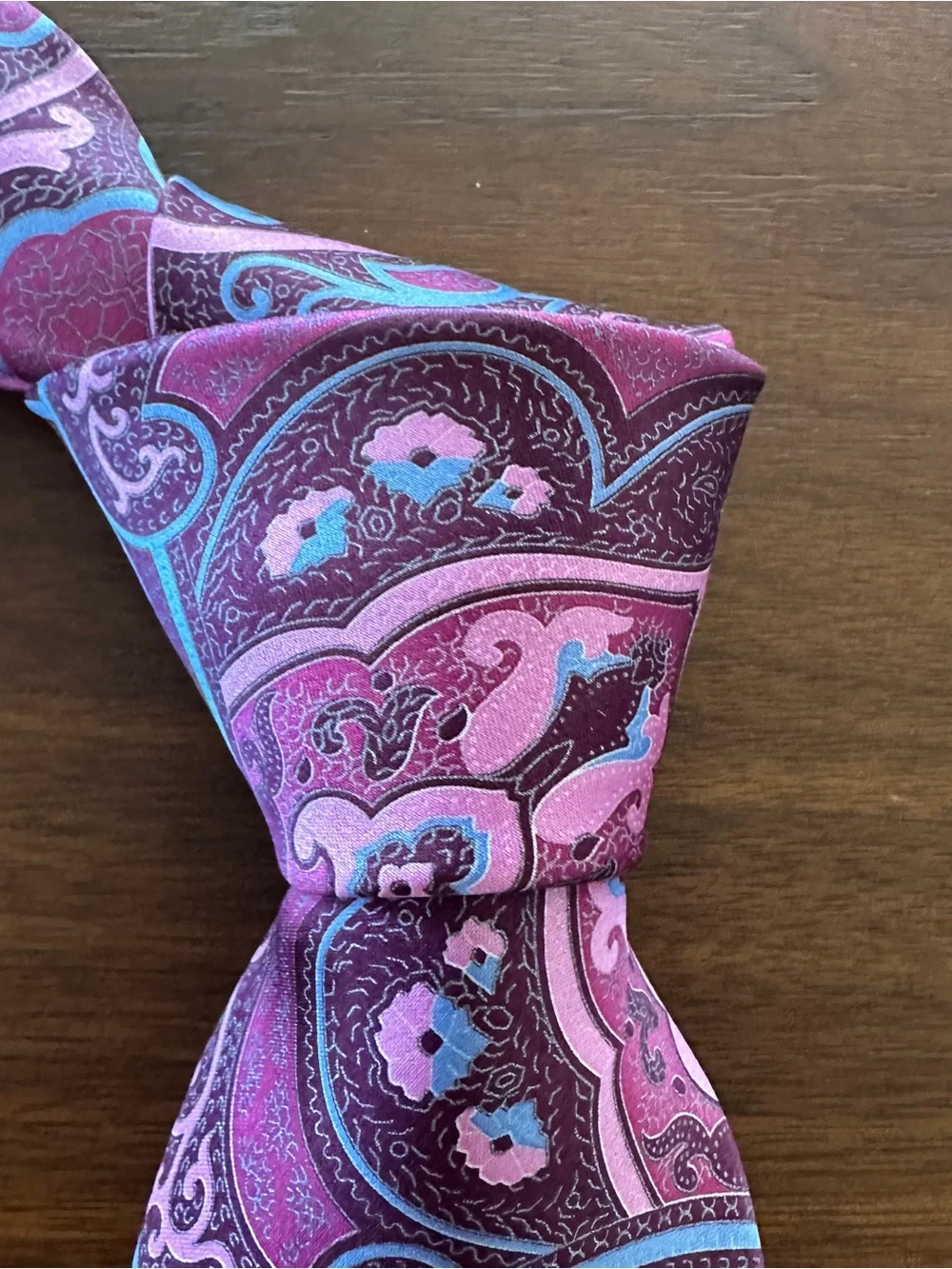 Ermenegildo Zegna Pink Blue Burgundy Paisley Tie